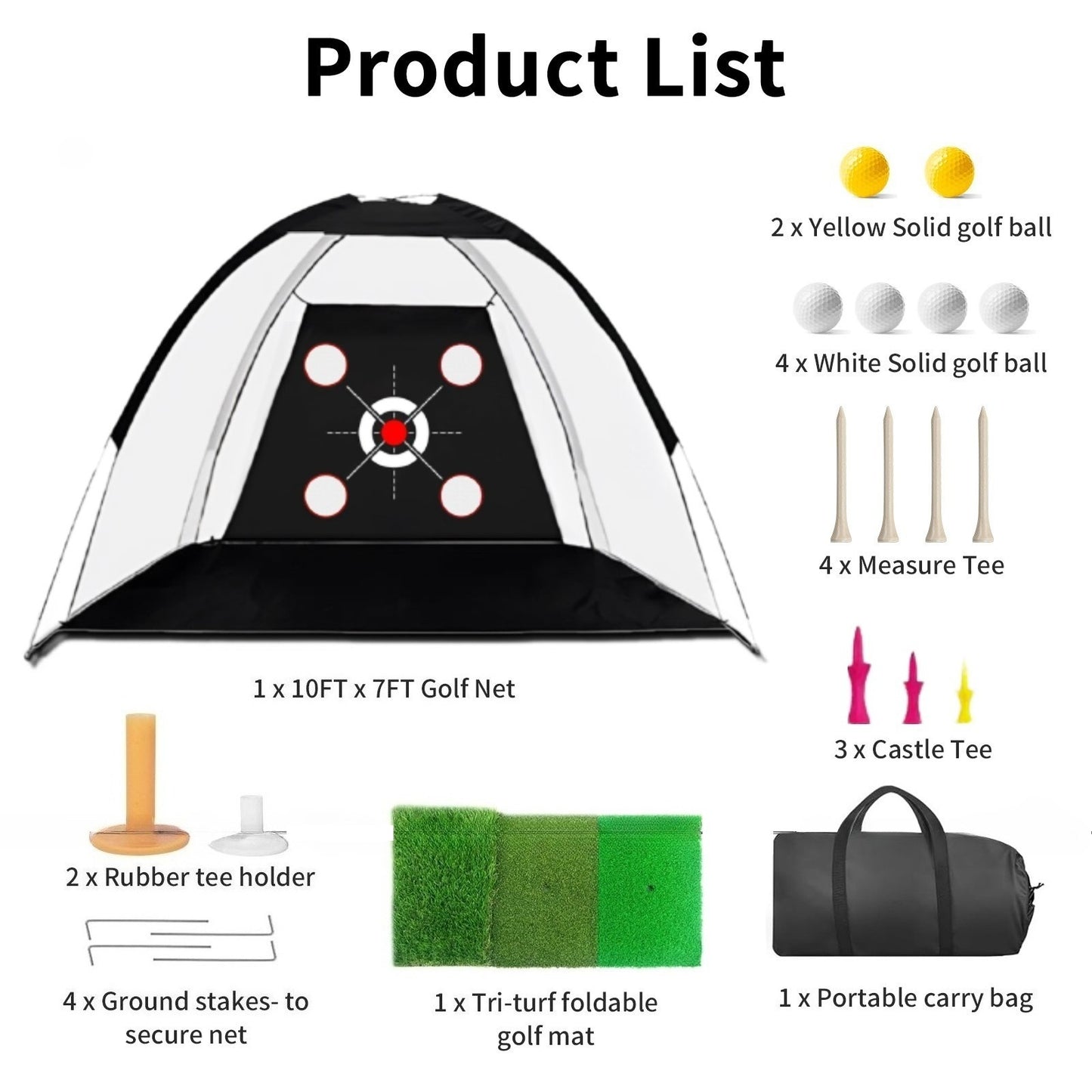 10x7ft Golf Practice Net Hitting Aid Training Driving Chipping Swing Indoor Out