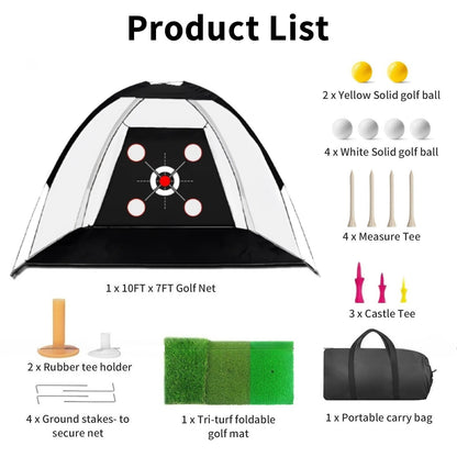 10x7ft Golf Practice Net Hitting Aid Training Driving Chipping Swing Indoor Out