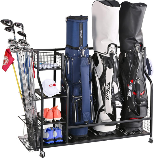 4 Golf Bag Organizer Garage Storage, Extra Large Golf Bag Storage Rack For Golf Bag, Golf Clubs And Golf Accessories, Golf Storage For Garage, Golf Clubs, Basement