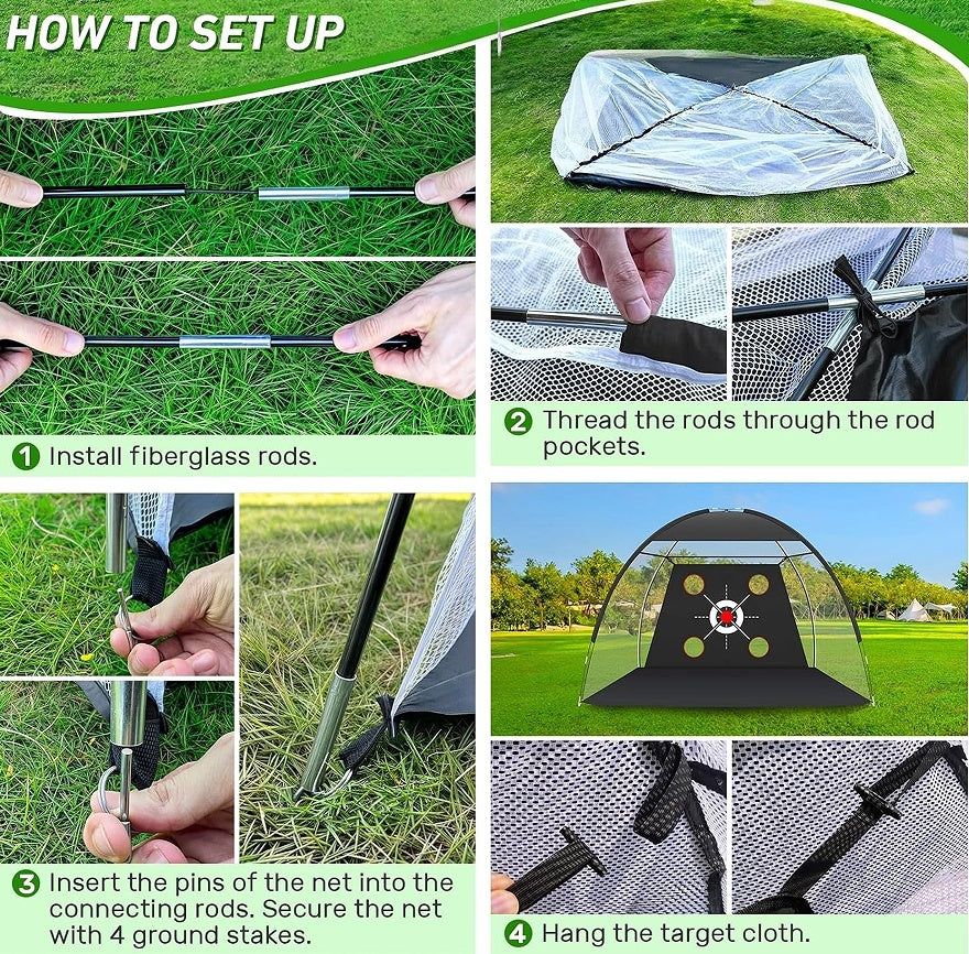 10x7ft Golf Practice Net Hitting Aid Training Driving Chipping Swing Indoor Out