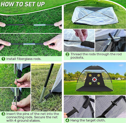 10x7ft Golf Practice Net Hitting Aid Training Driving Chipping Swing Indoor Out