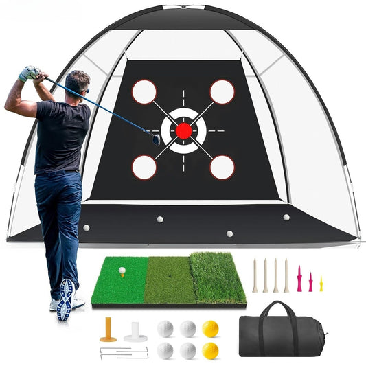 10x7ft Golf Practice Net Hitting Aid Training Driving Chipping Swing Indoor Out